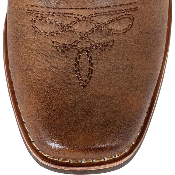 Brown Women's Cowboy Square Toe Western Cowgirl Mid Wide Calf Embroidered Boots - Picture 5 of 8